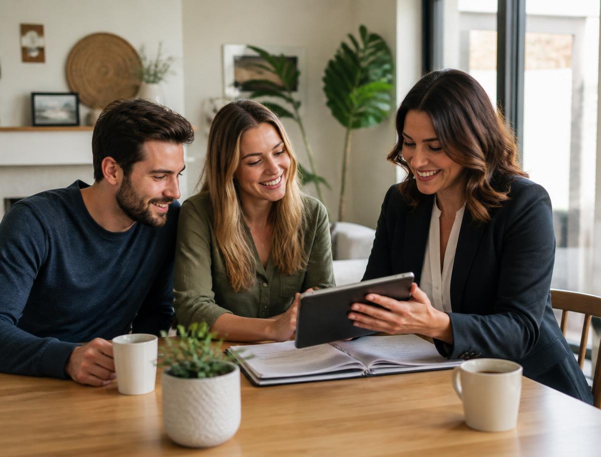 A homebuyer consultation in a bright modern home